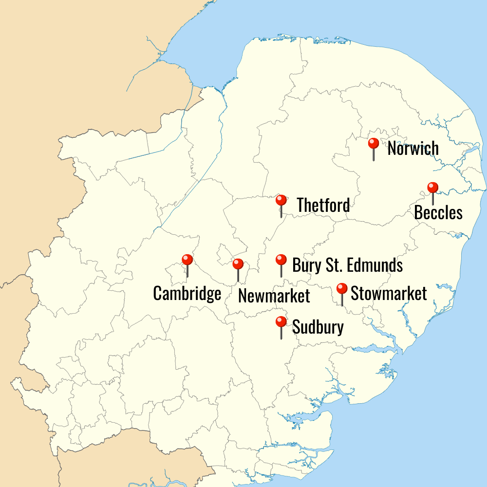 Workshop location map: Thetford and surrounding areas